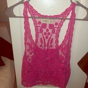 Pink Lace Crop Top
